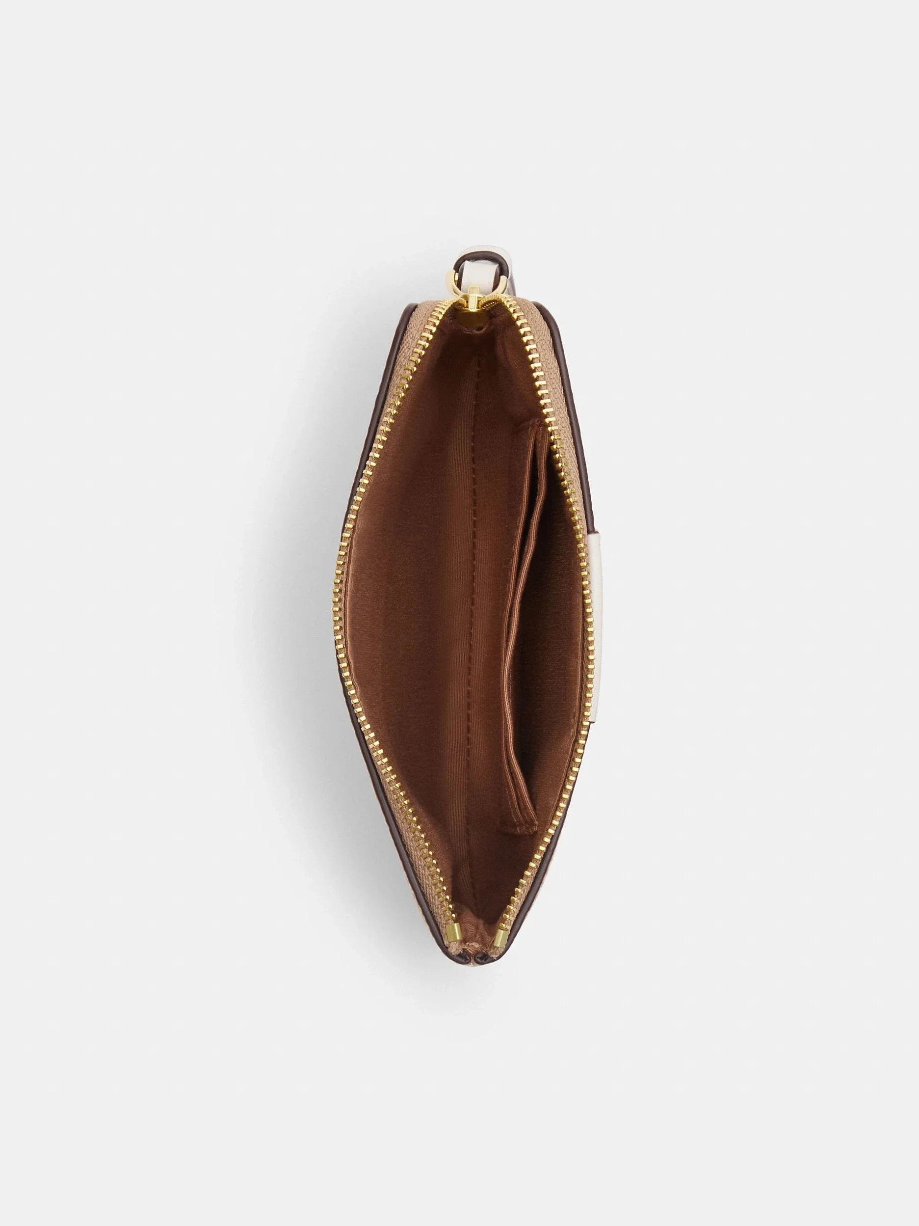 Monedero de Muñeca Corner Zip en Lona Signature con Franja