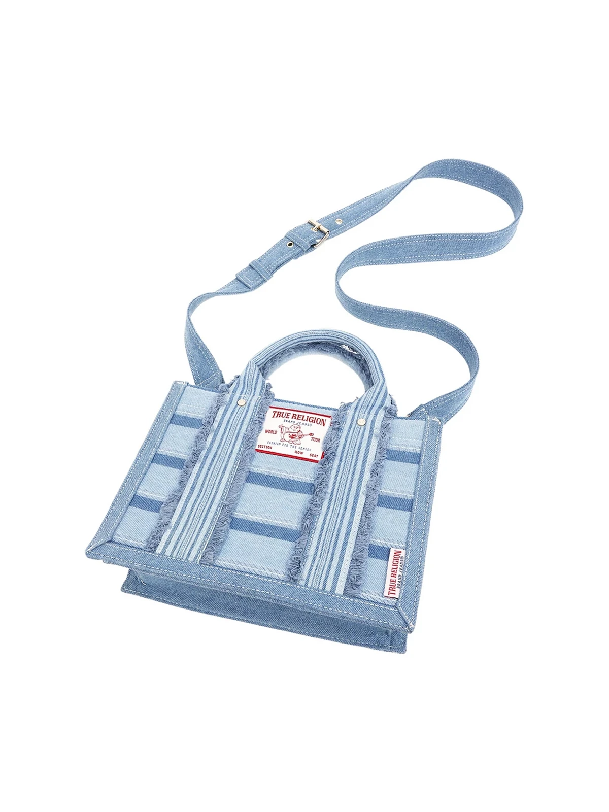 Bolso Tote moderno de rayas multicolor con correa cruzada extraíble - imagen 4