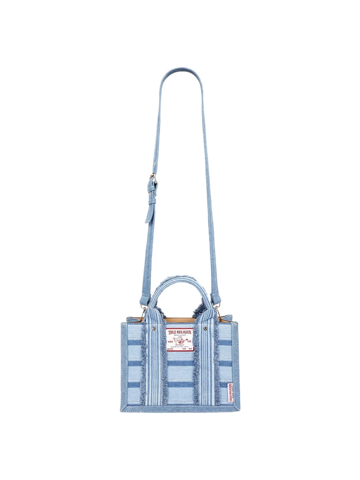 Bolso Tote moderno de rayas multicolor con correa cruzada extraíble - imagen 5