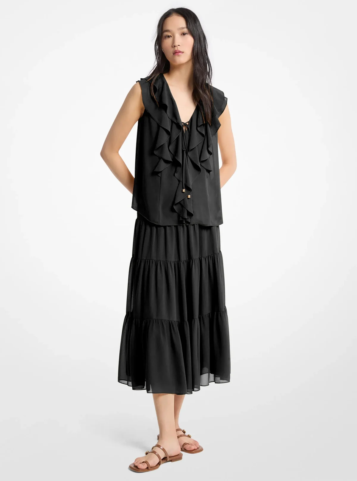 Blusa de Georgette con volantes - imagen 5