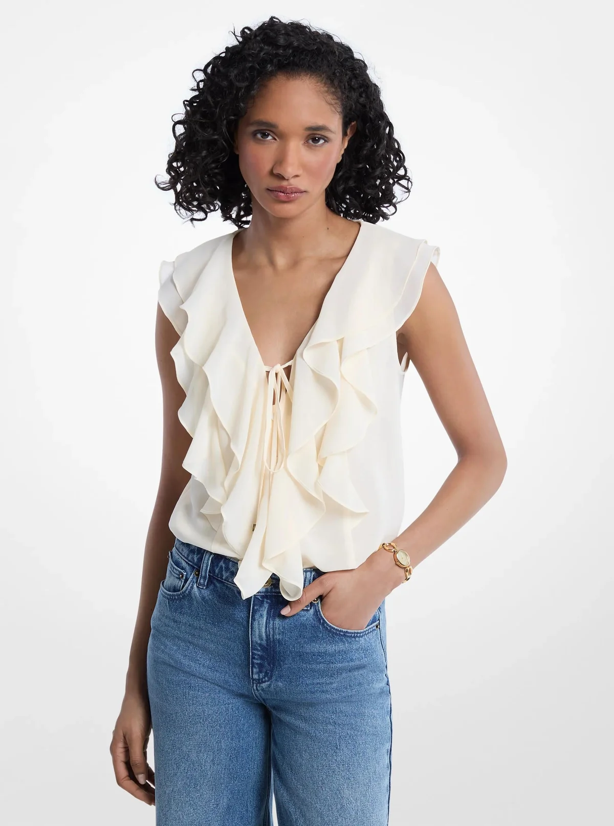 Blusa de Georgette con volantes