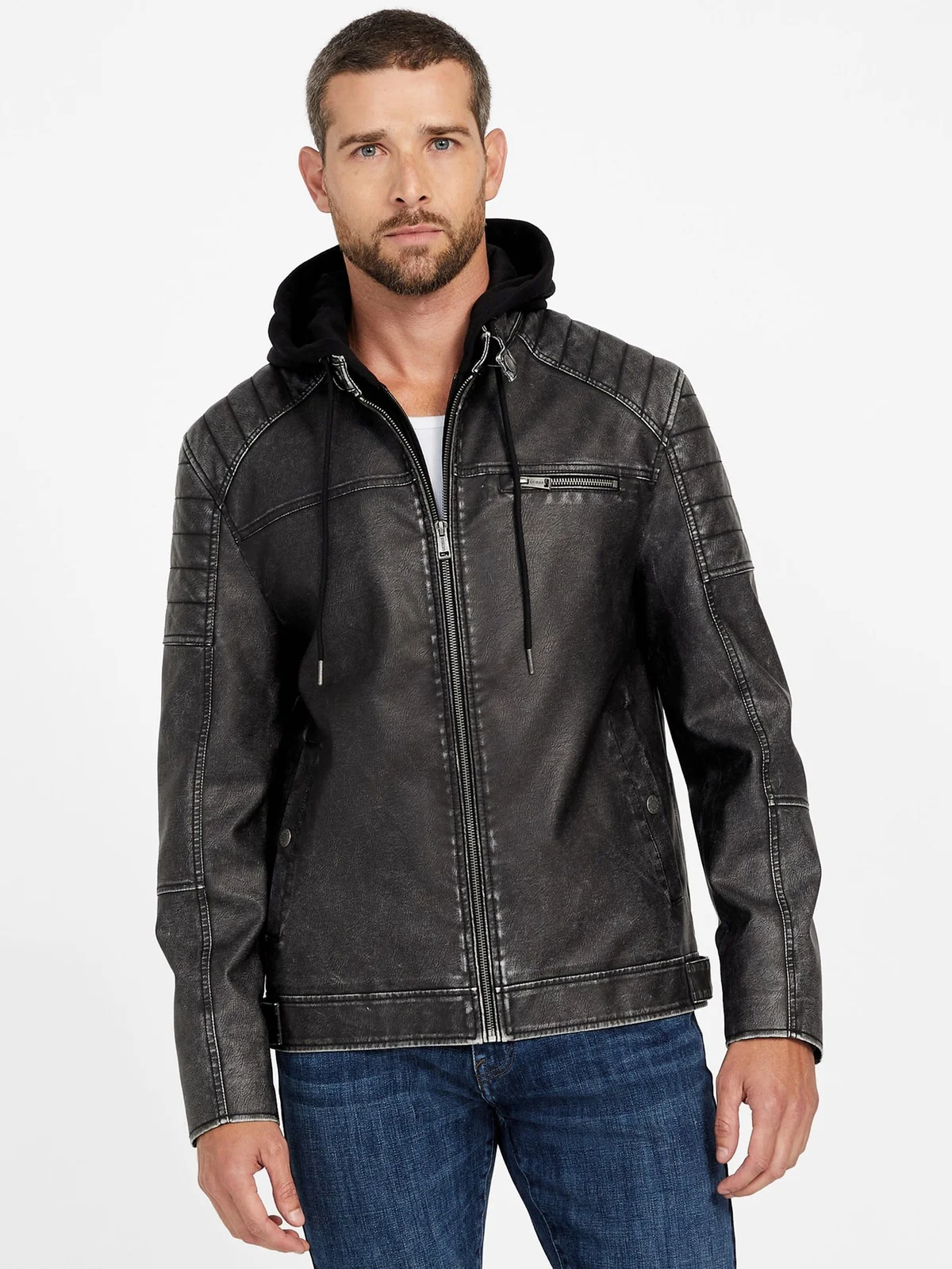 Chaqueta con Capucha Danilo en Piel Sintética