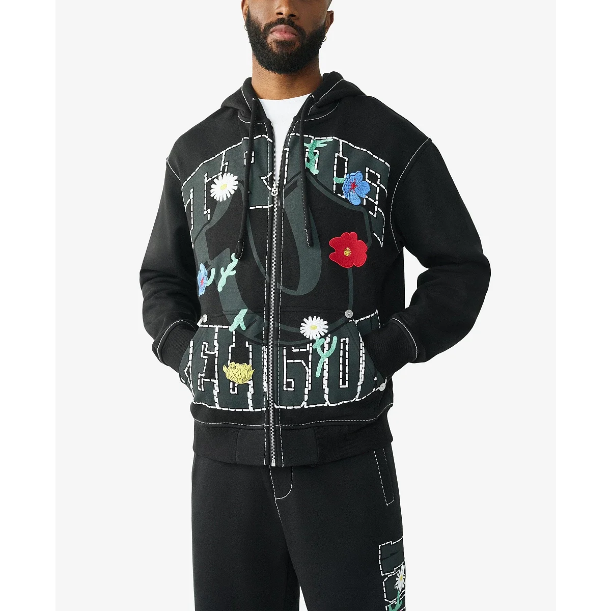 Sudadera con capucha y cremallera de manga larga