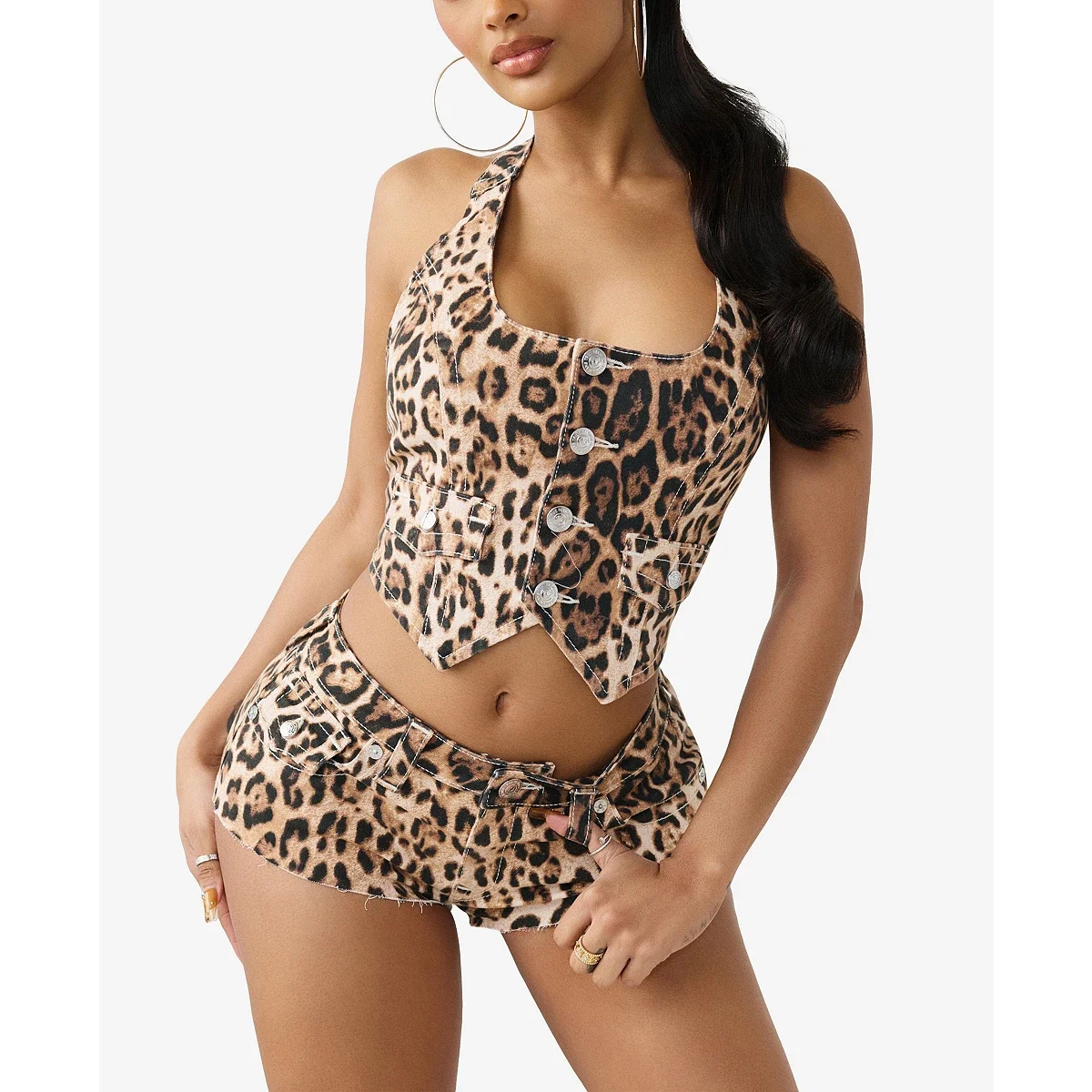 Top tipo corsé halter con escote redondo
