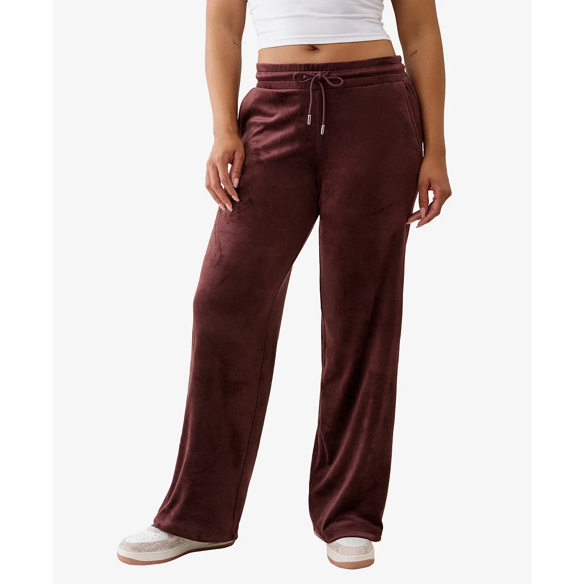 Pantalones rectos de terciopelo cristal