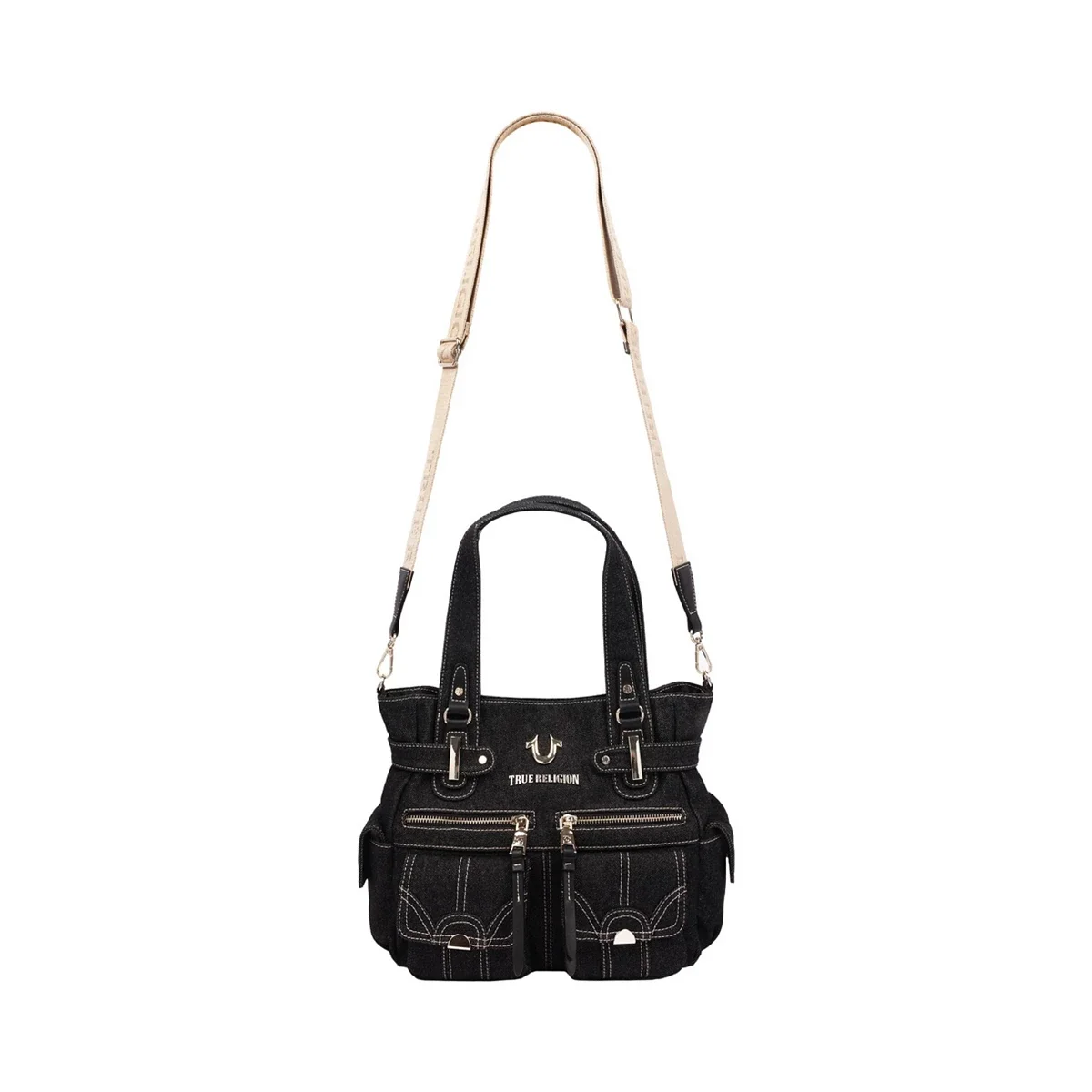 Bolso Tote en denim con múltiples bolsillos y cierre ajustable - imagen 6