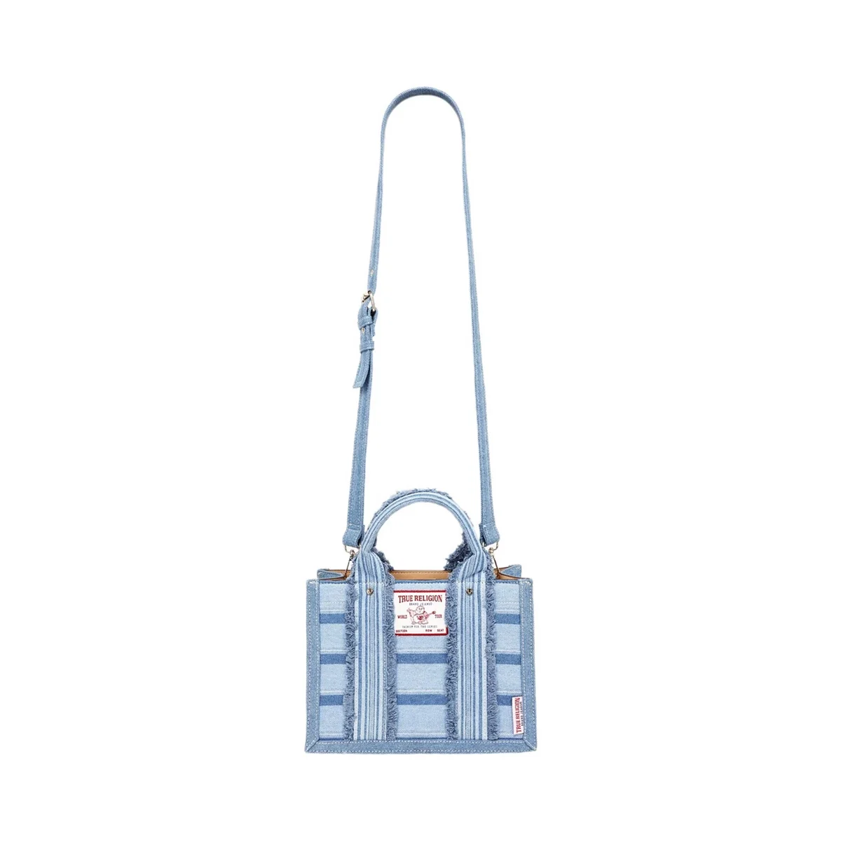 Bolso Tote moderno de rayas multicolor con correa cruzada extraíble - imagen 5