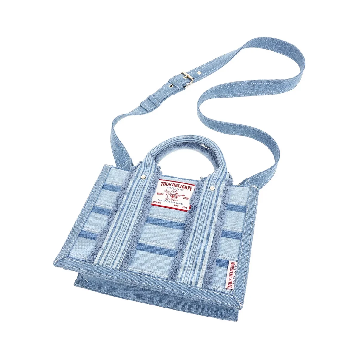 Bolso Tote moderno de rayas multicolor con correa cruzada extraíble - imagen 4