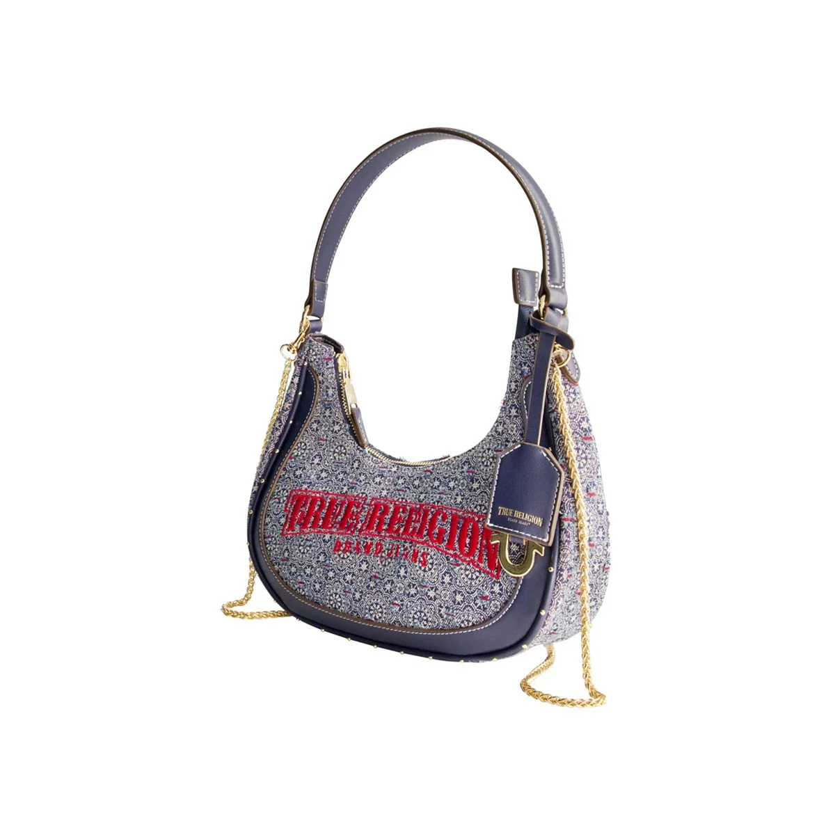 Bolso pequeño estilo hobo en denim a rayas - imagen 3