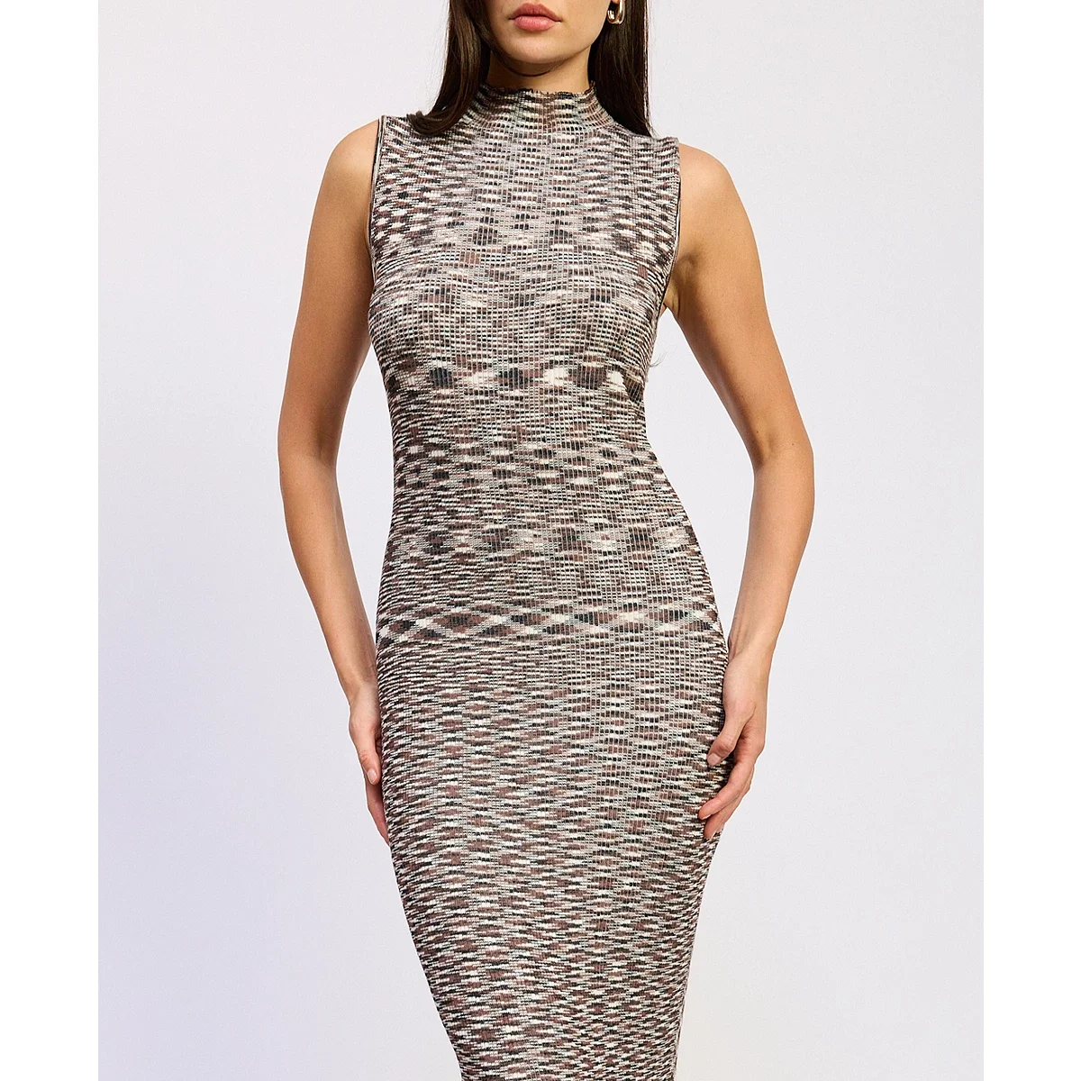 Vestido Maxi Lila sin Mangas con Cuello Alto - imagen 5