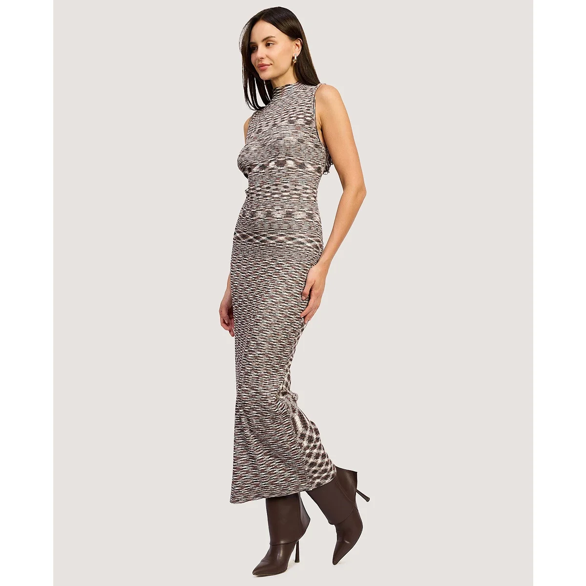Vestido Maxi Lila sin Mangas con Cuello Alto - imagen 4