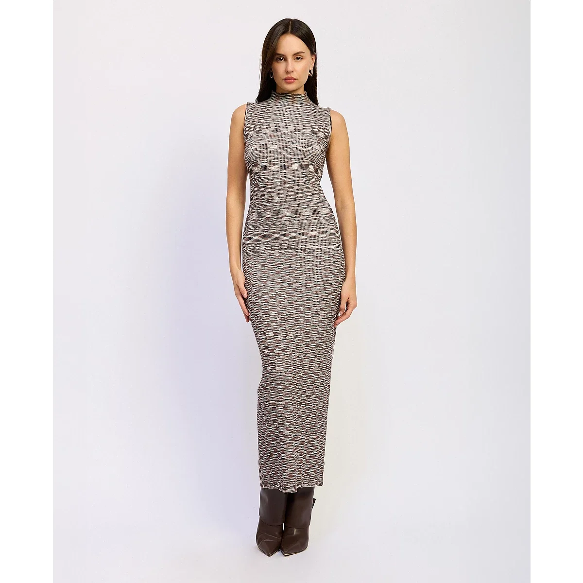 Vestido Maxi Lila sin Mangas con Cuello Alto - imagen 3
