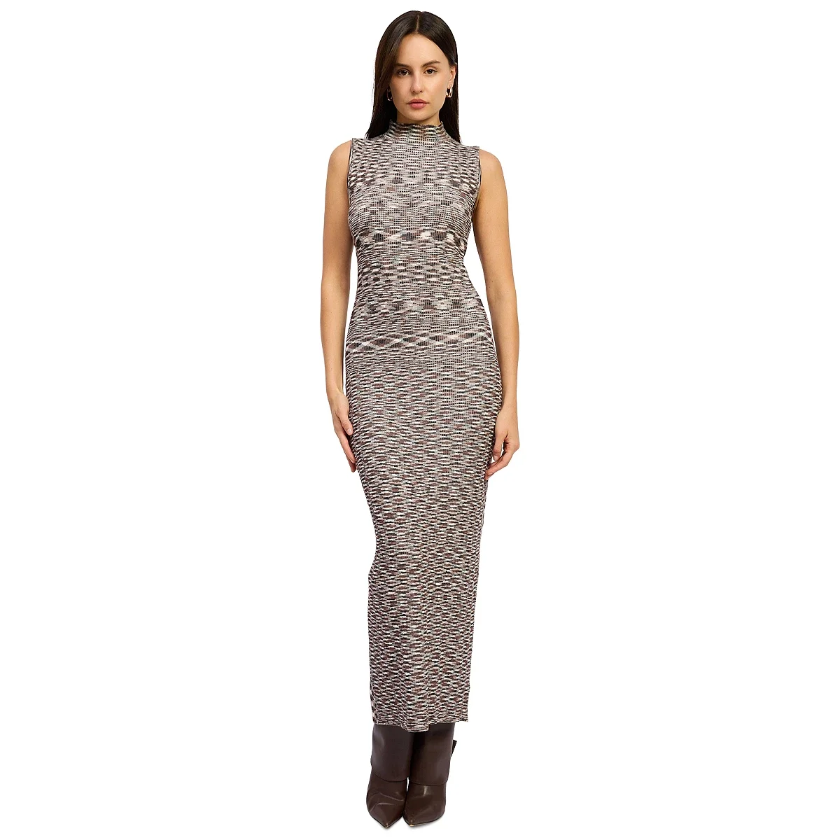 Vestido Maxi Lila sin Mangas con Cuello Alto