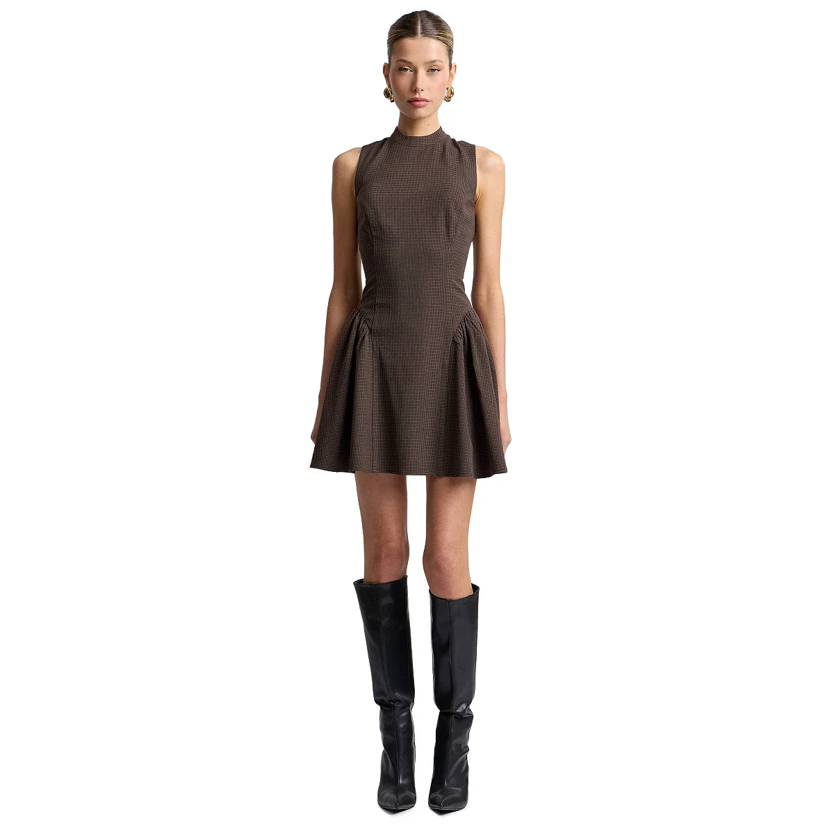 Vestido Mini con Cuello Alto y Volante - imagen 5