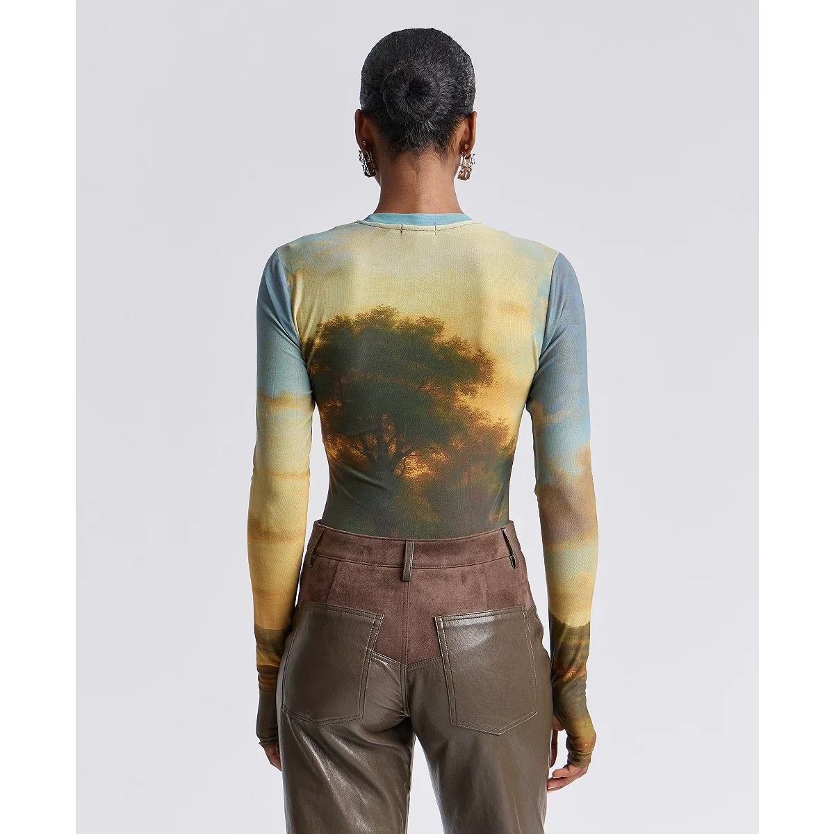 Blusa en Malla Estampada de Manga Larga - imagen 3
