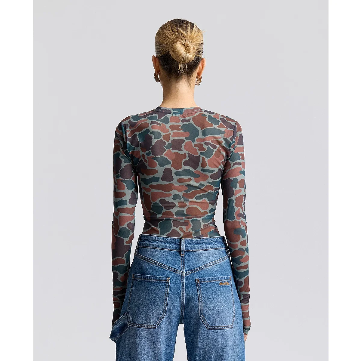 Blusa en Malla Estampada de Manga Larga - imagen 3