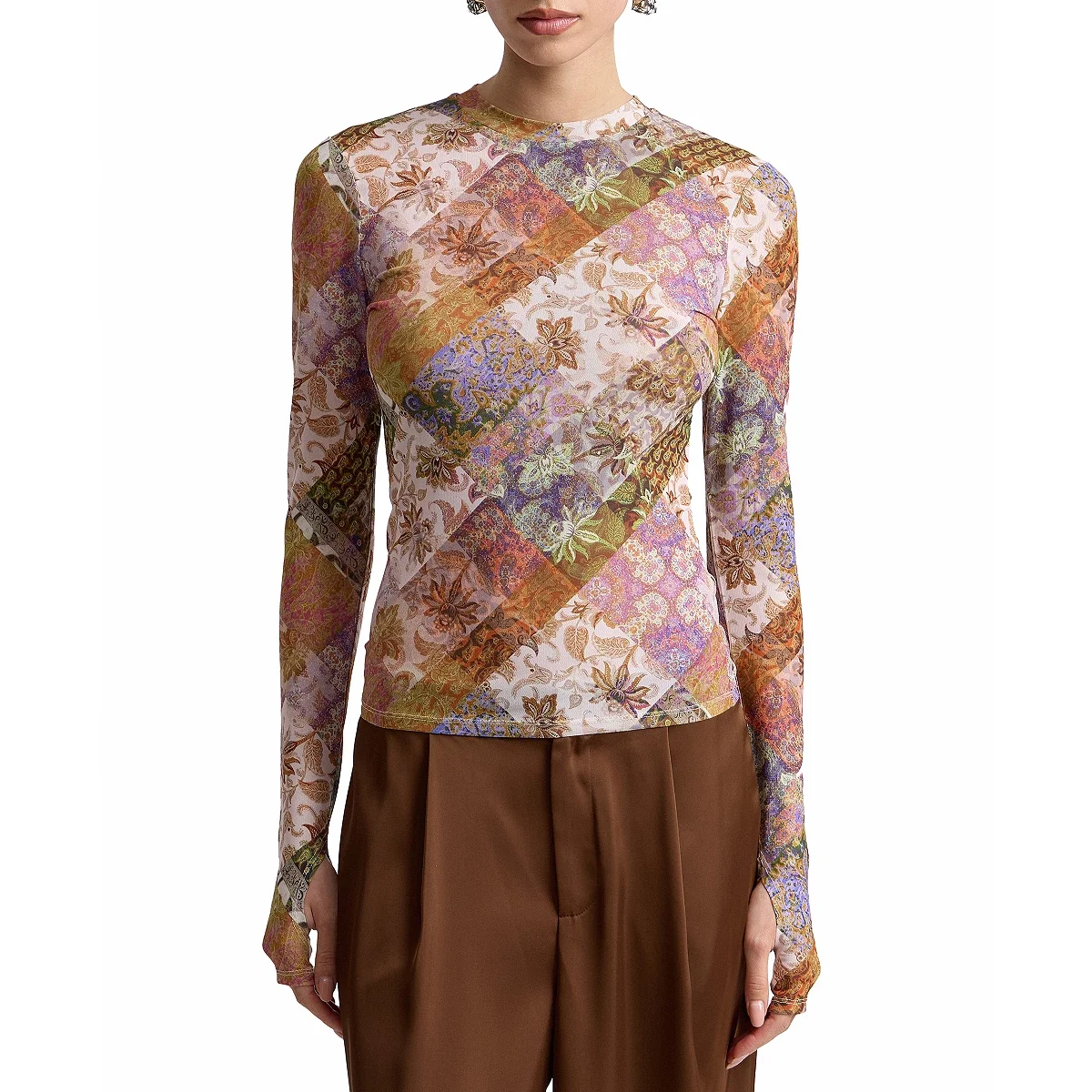 Blusa en Malla Estampada de Manga Larga - imagen 4