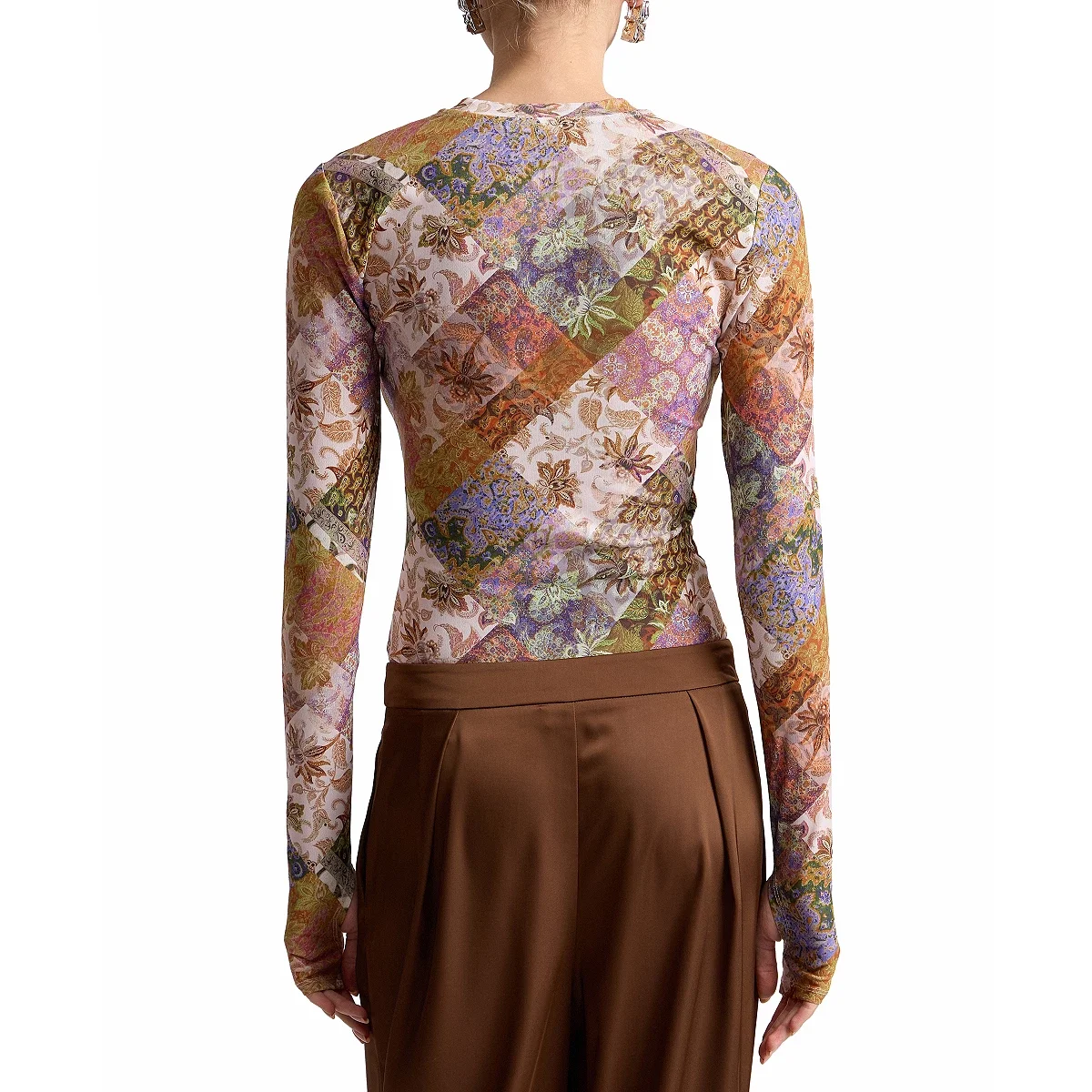Blusa en Malla Estampada de Manga Larga - imagen 5
