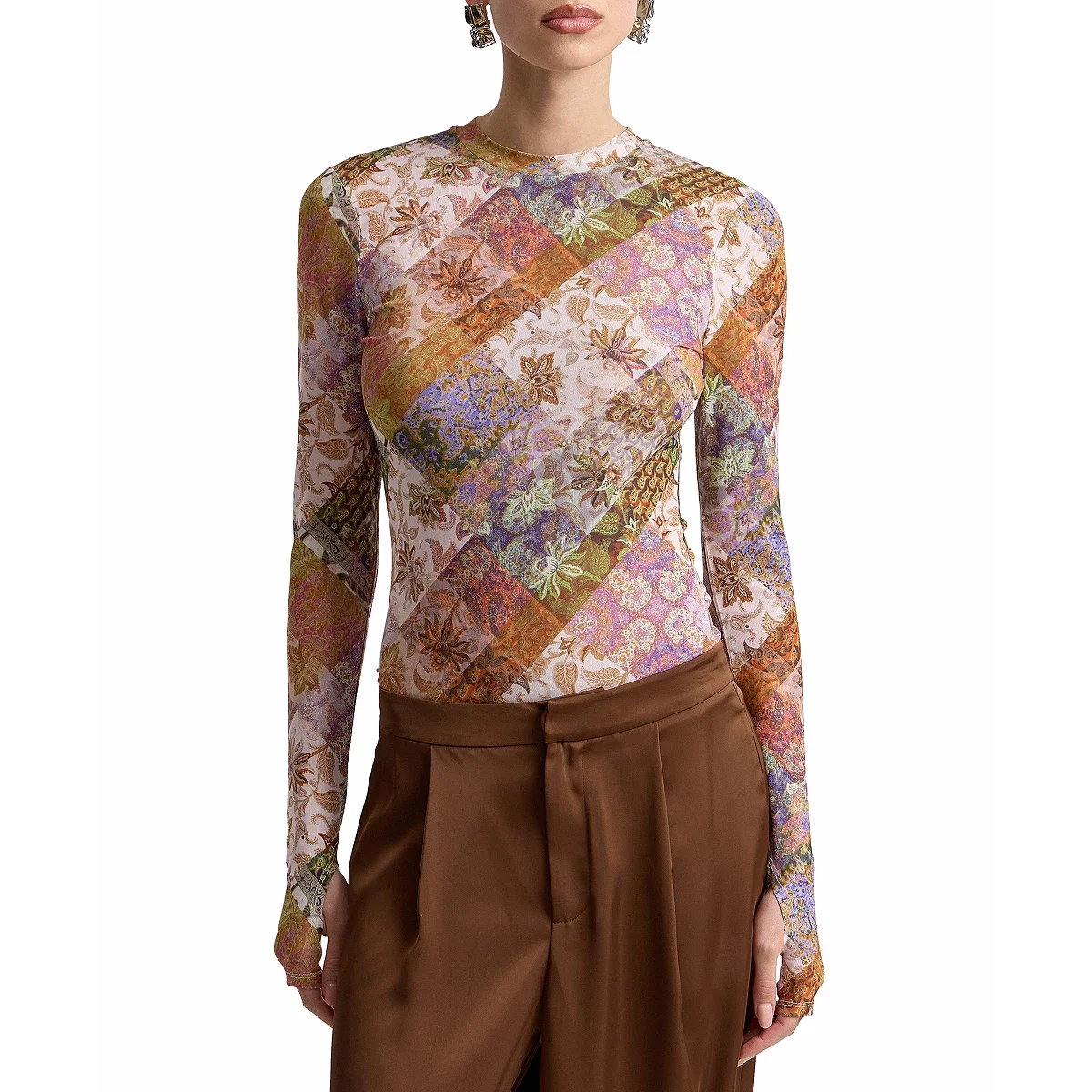 Blusa en Malla Estampada de Manga Larga - imagen 3