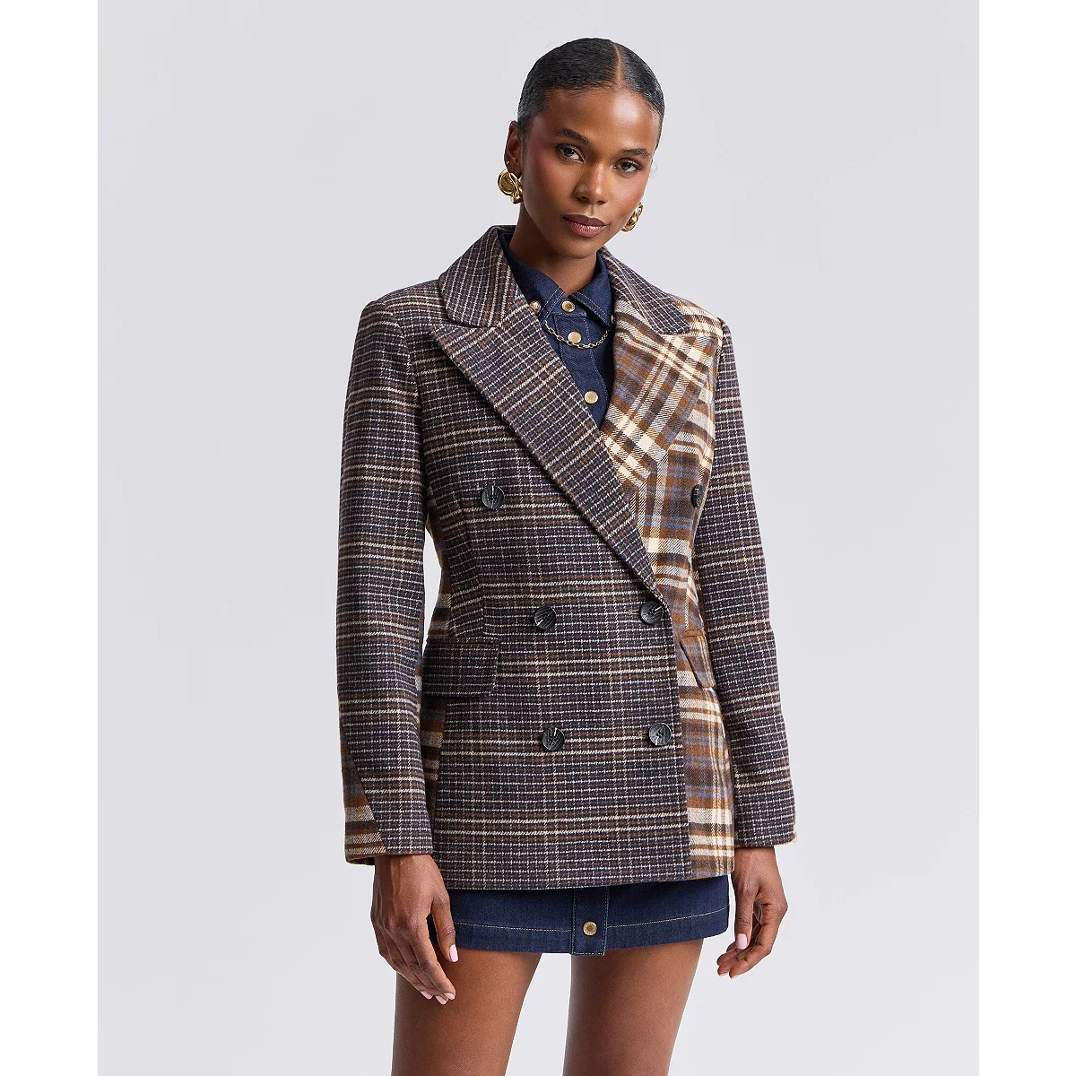 Blazer cruzado a cuadros