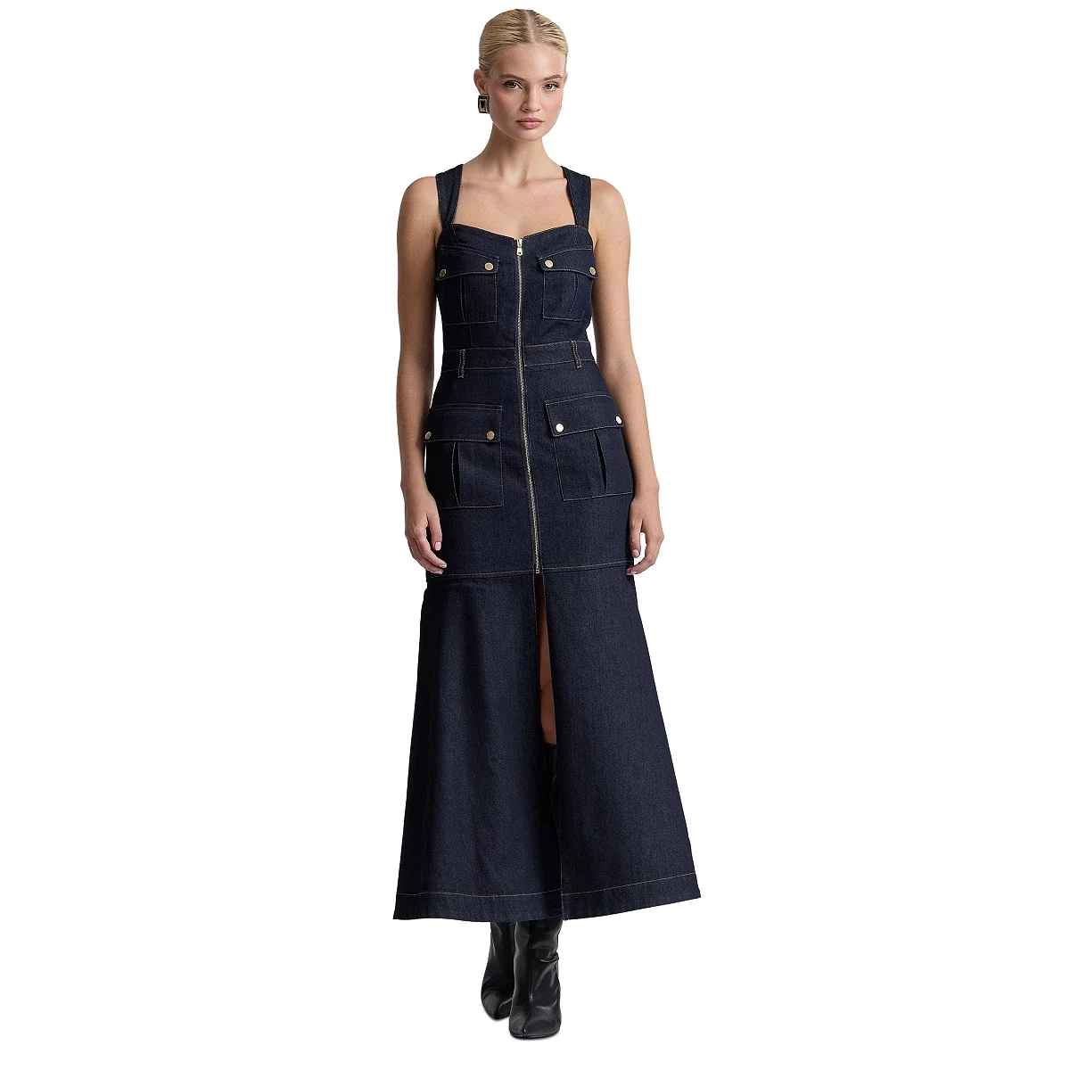 Vestido Midi en Denim con Cremallera y Bolsillos Cargo - imagen 4
