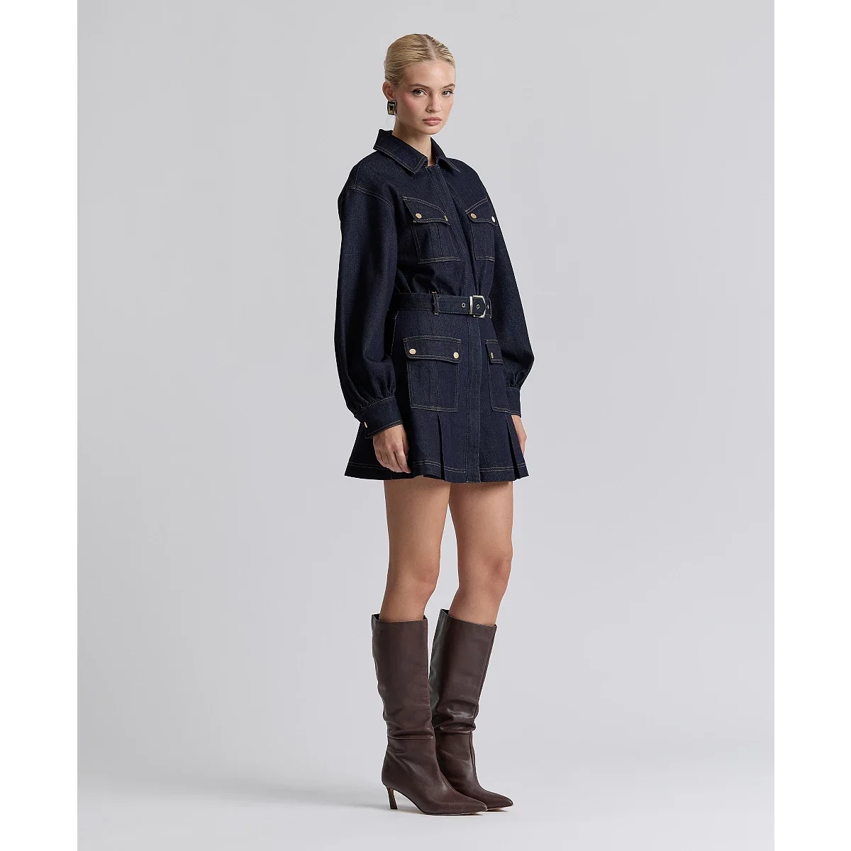 Minivestido Cargo con Cinturón en Denim - imagen 4