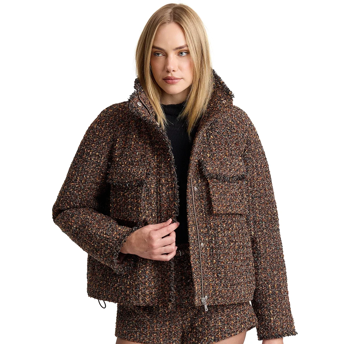 Chaqueta Puffer de Cuello Alto Raglan