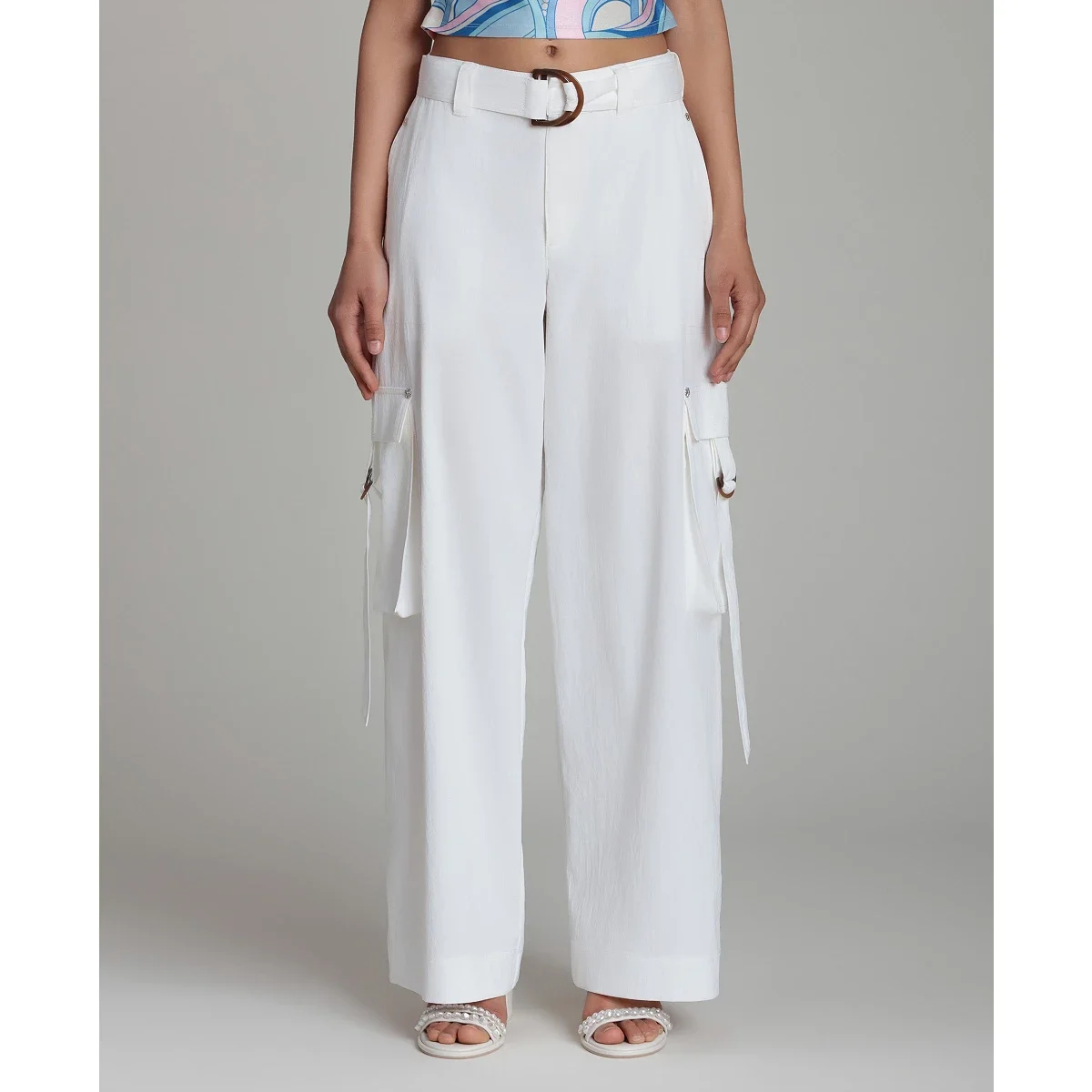 Pantalones de Tiro Medio con Pierna Ancha