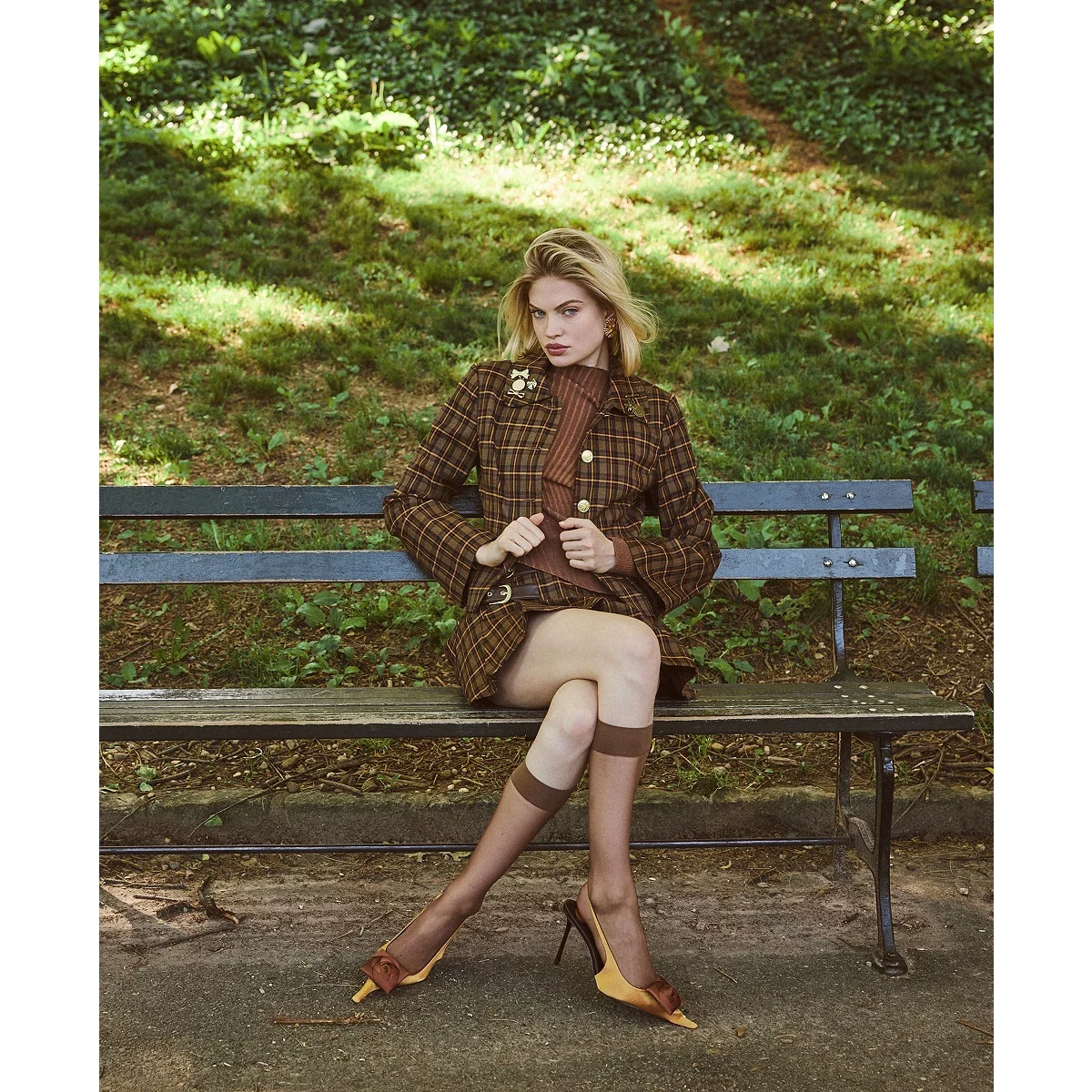 Chaqueta Entallada con Cuello en Pico Retro Plaid - imagen 7
