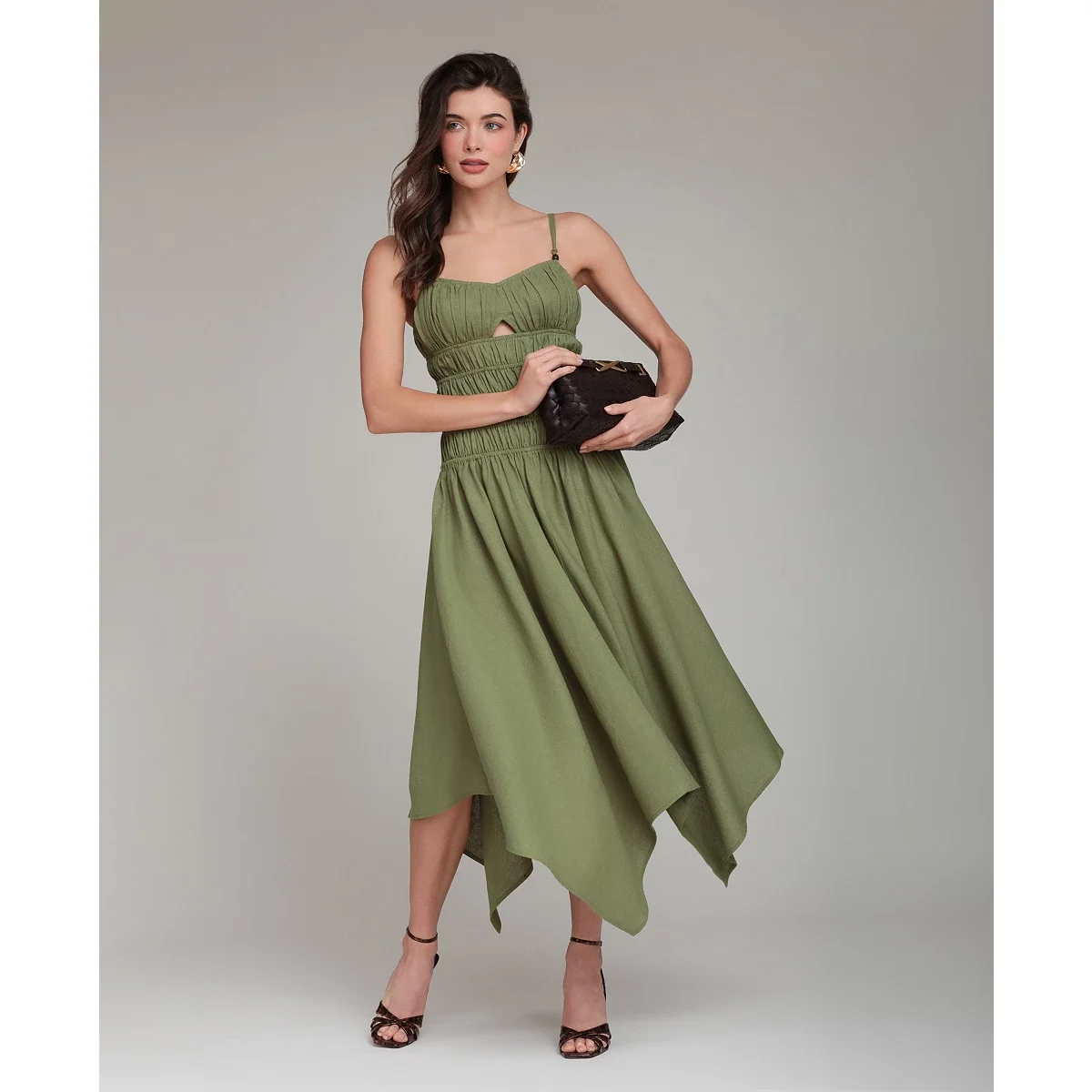 Vestido Midi Asimetrico en Mezcla de Lino - imagen 4