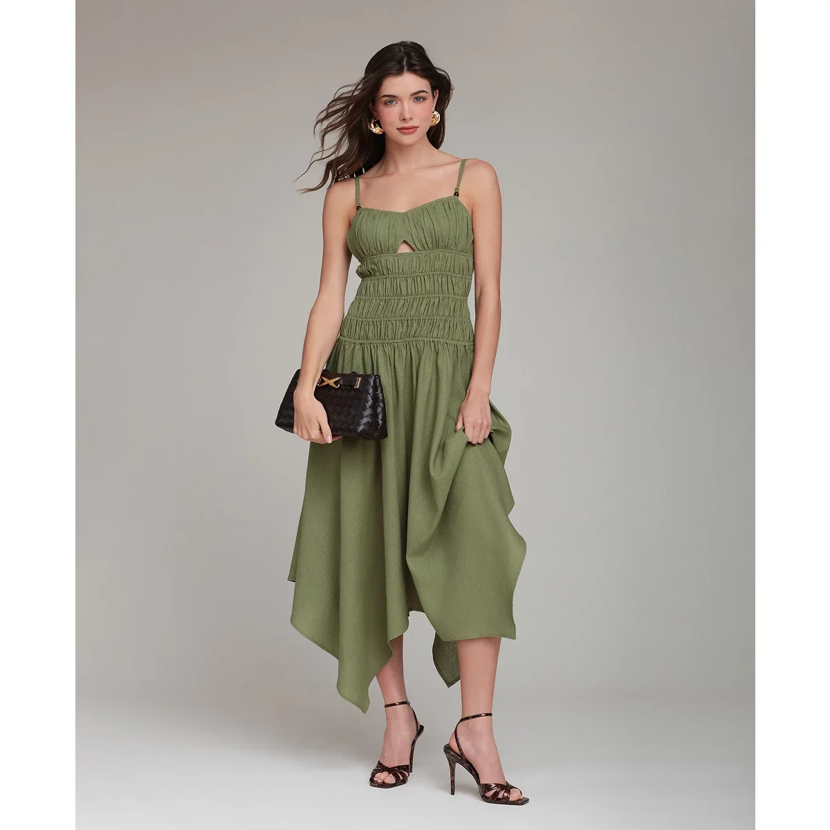 Vestido Midi Asimetrico en Mezcla de Lino - imagen 3