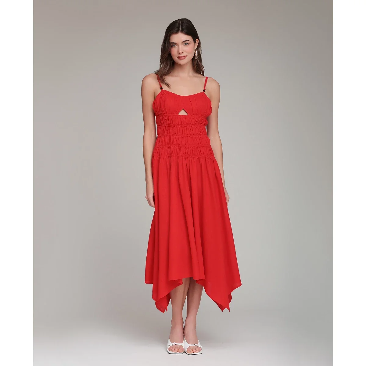 Vestido Midi Asimétrico de Lino con Dobladillo Pañuelo - imagen 5