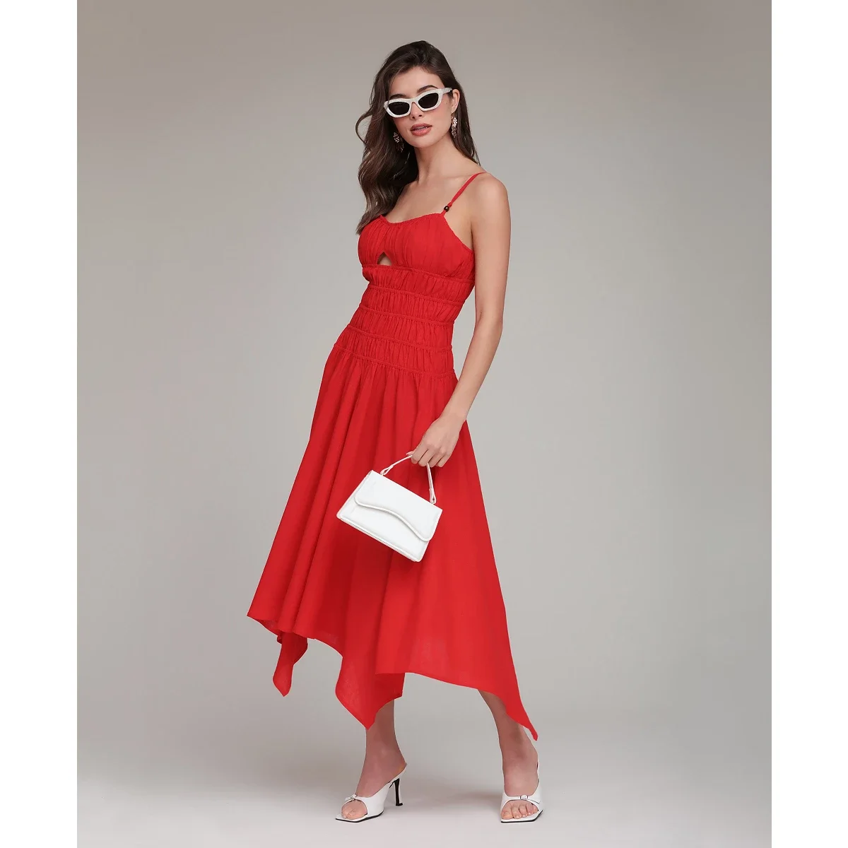 Vestido Midi Asimétrico de Lino con Dobladillo Pañuelo - imagen 6