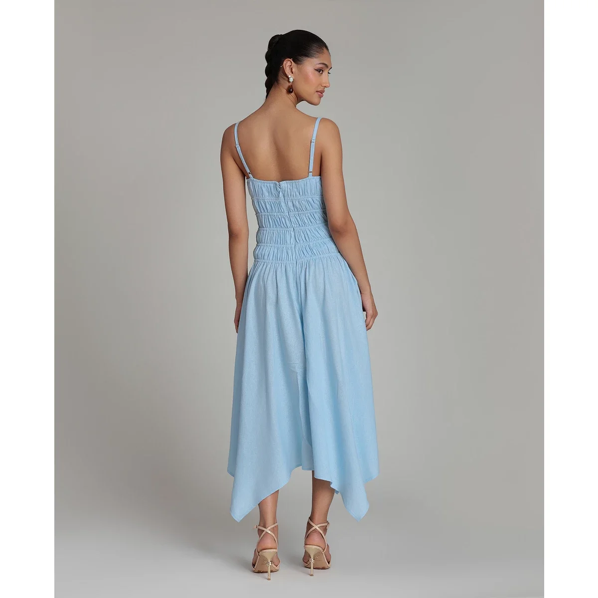 Vestido Midi Asimetrico de Lino Mezclado - imagen 7