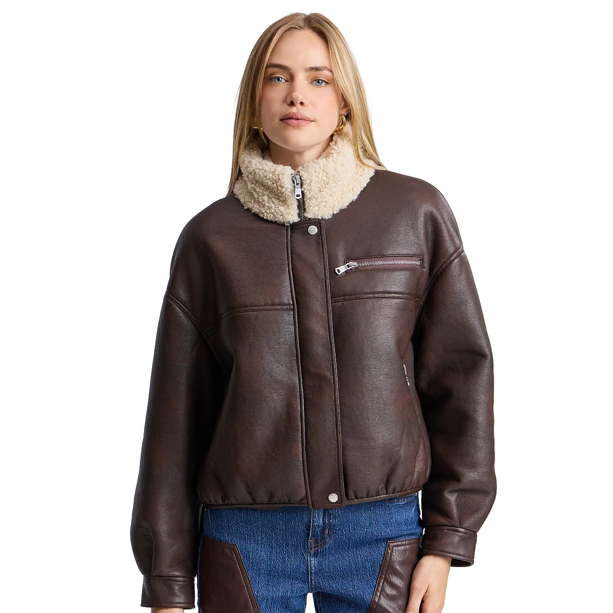 Chaqueta Bomber Oversized de Piel Sintetica