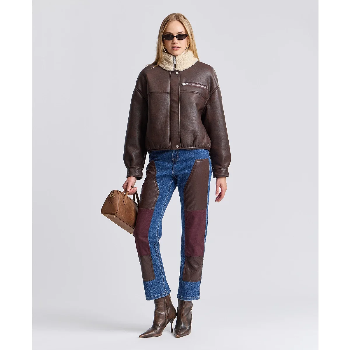 Chaqueta Bomber Oversized de Piel Sintetica - imagen 3