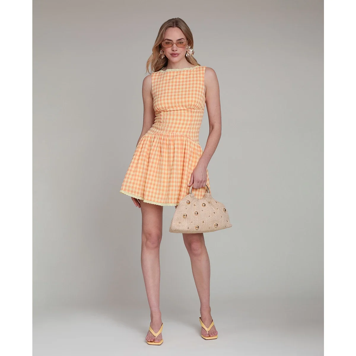Vestido Mini Sin Mangas con Cuello Barco