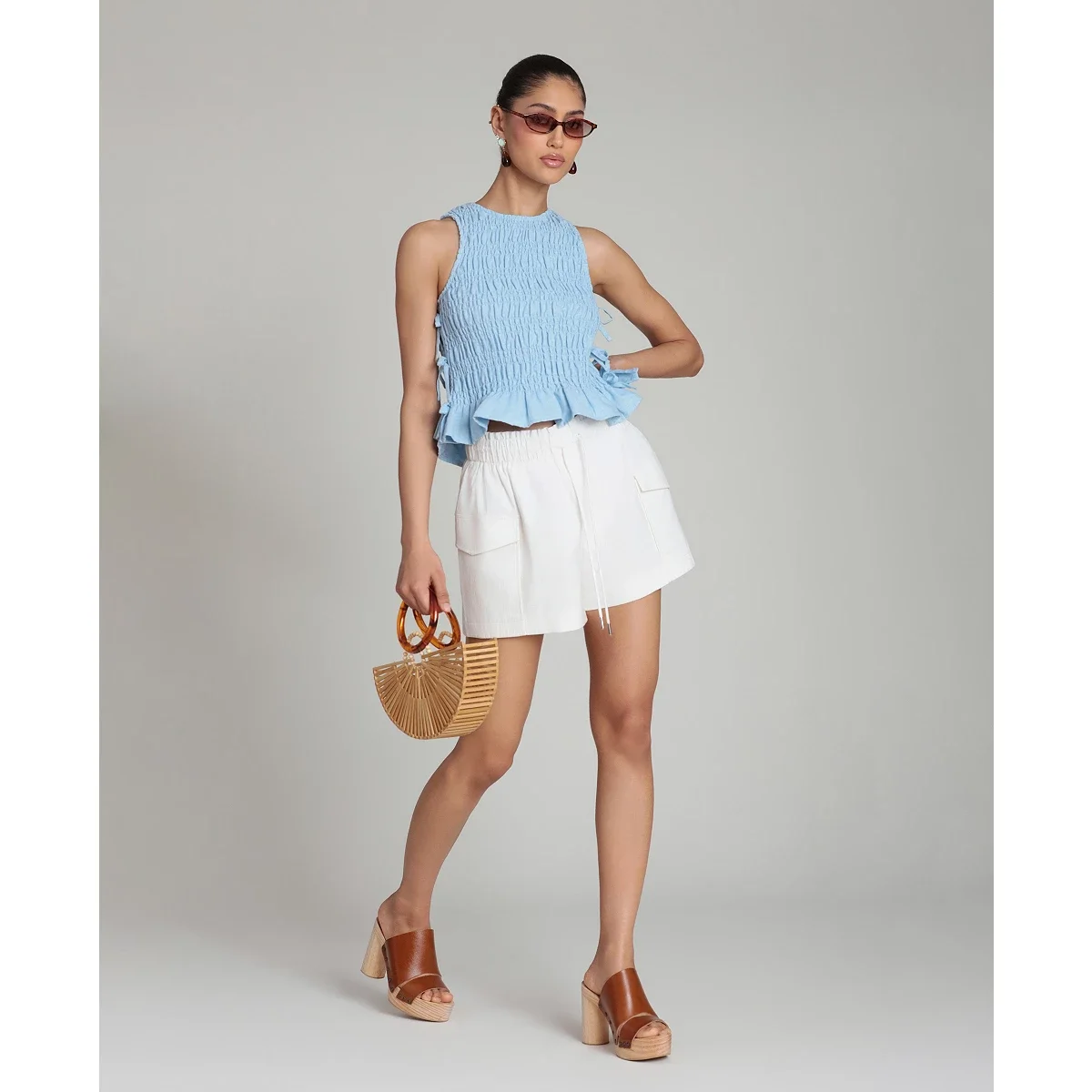 Blusa con Lazada Lateral y Fruncidos