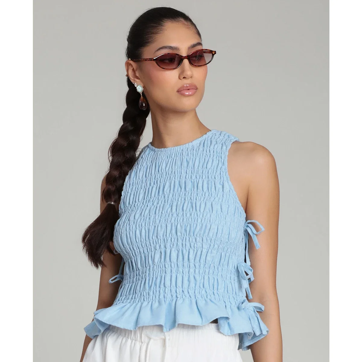 Blusa con Lazada Lateral y Fruncidos - imagen 4