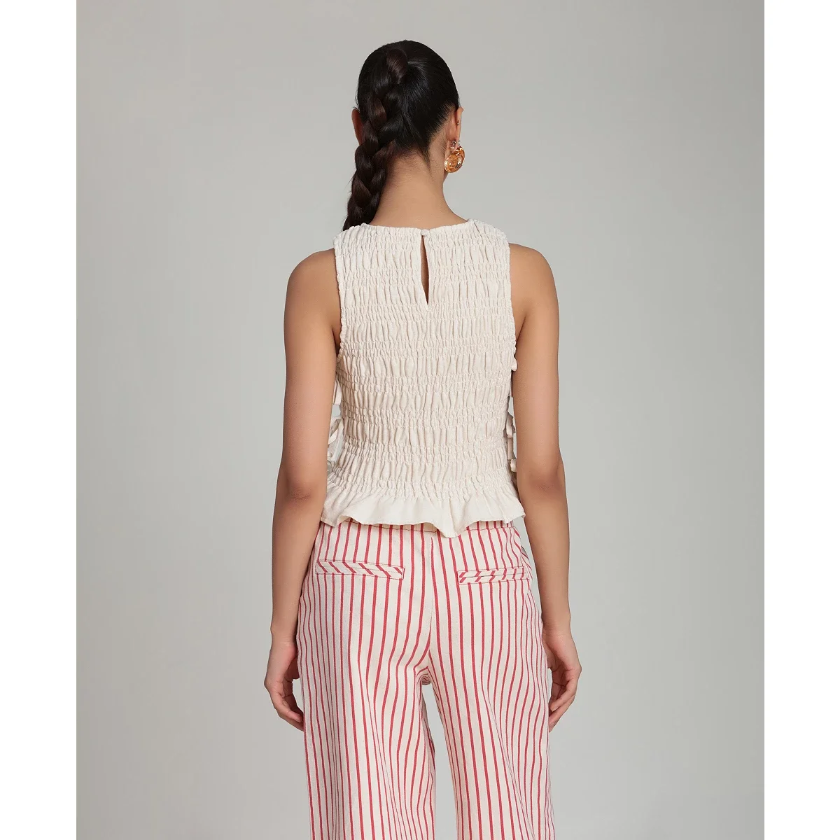 Blusa con Lazada Lateral y Fruncidos