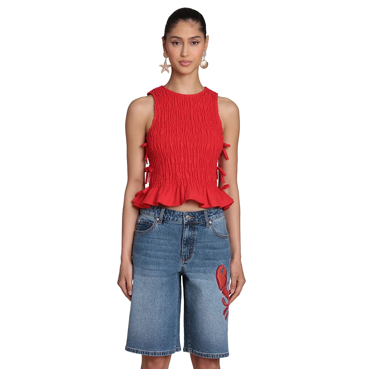 Blusa con Lazada Lateral y Fruncidos - imagen 3