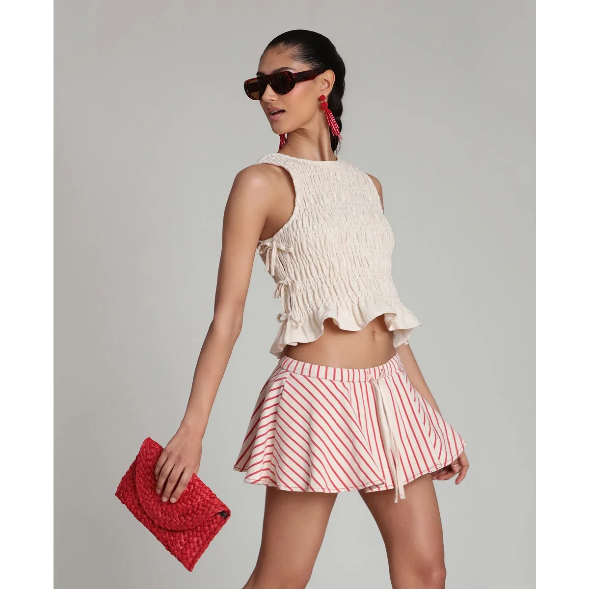 Minifalda Short a Rayas con Cordón - imagen 2