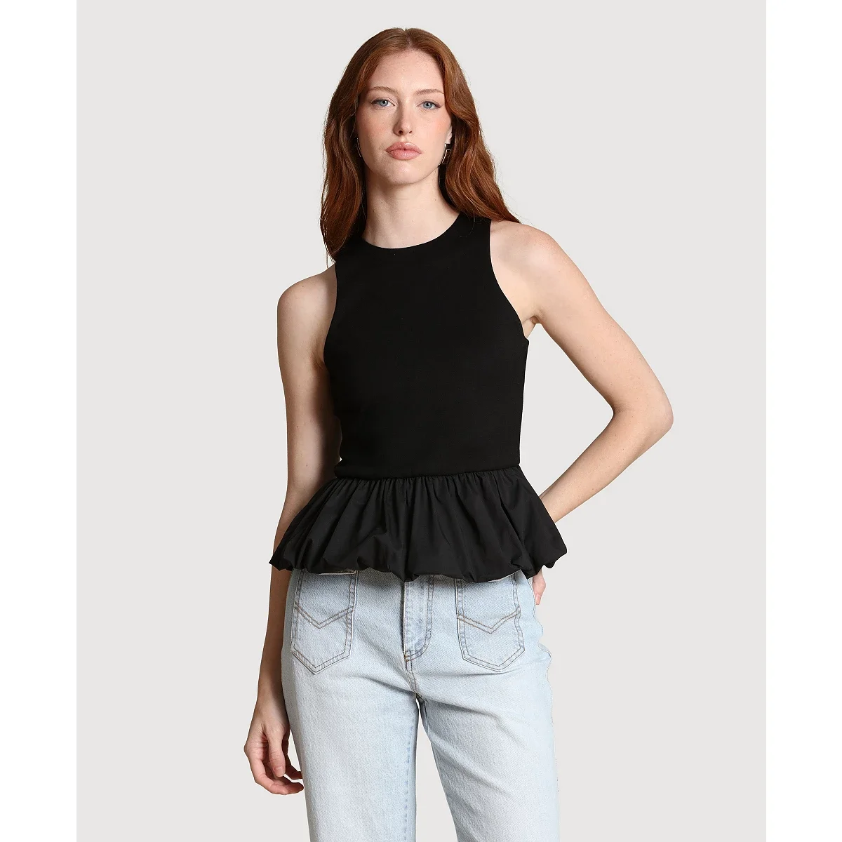 Top de Tirantes con Silueta Peplum