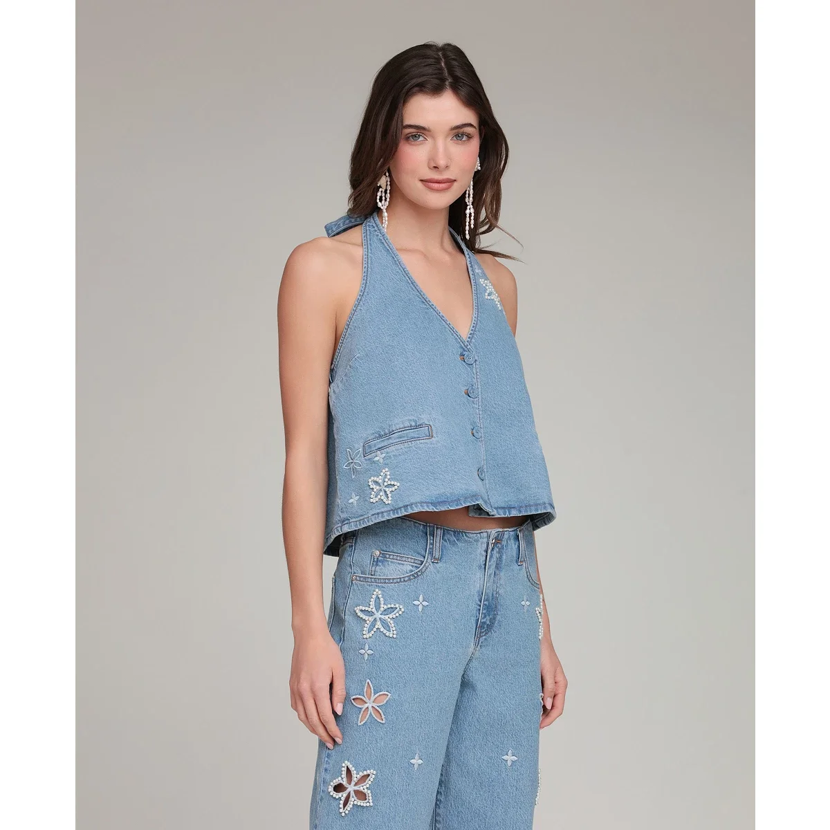 Chaleco Halter con Cuello en V Nikki Wash