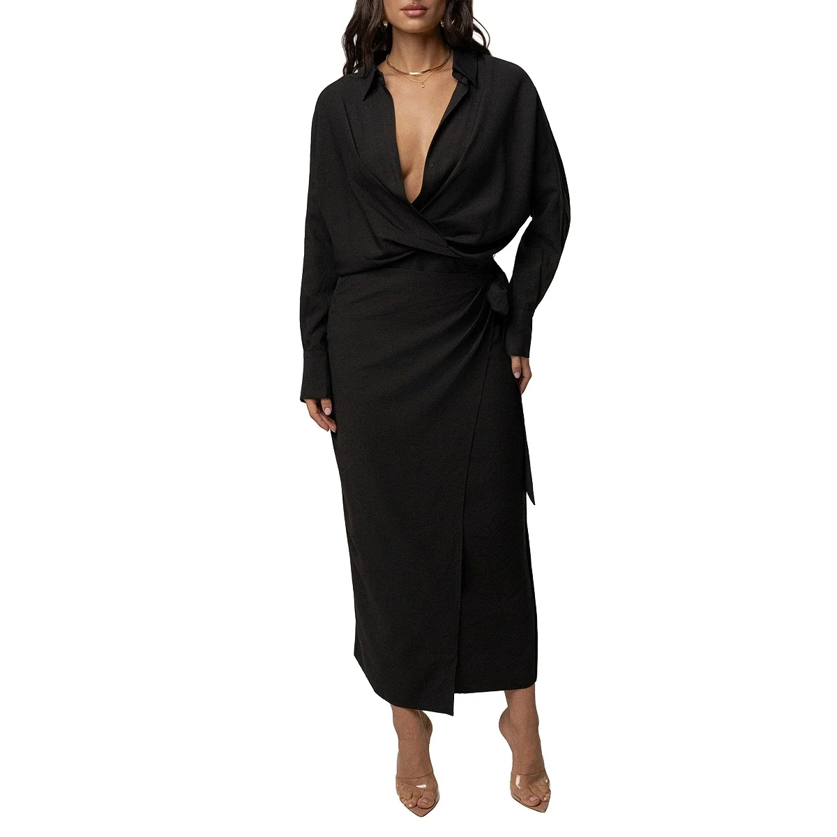 Vestido Midi Skyline con Envoltura - imagen 6