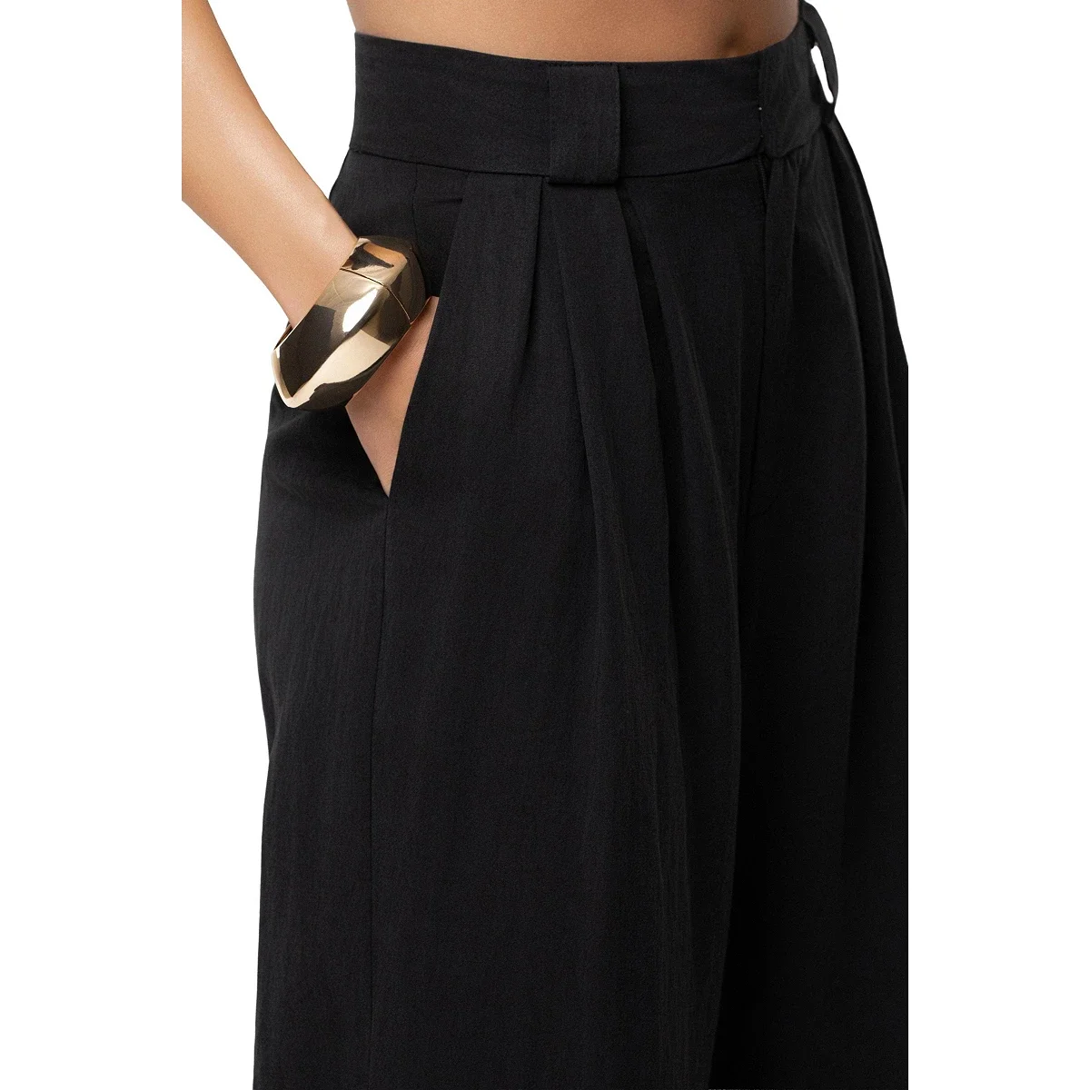 Pantalon de Tiro Alto Wide-Leg con Pliegues - imagen 4