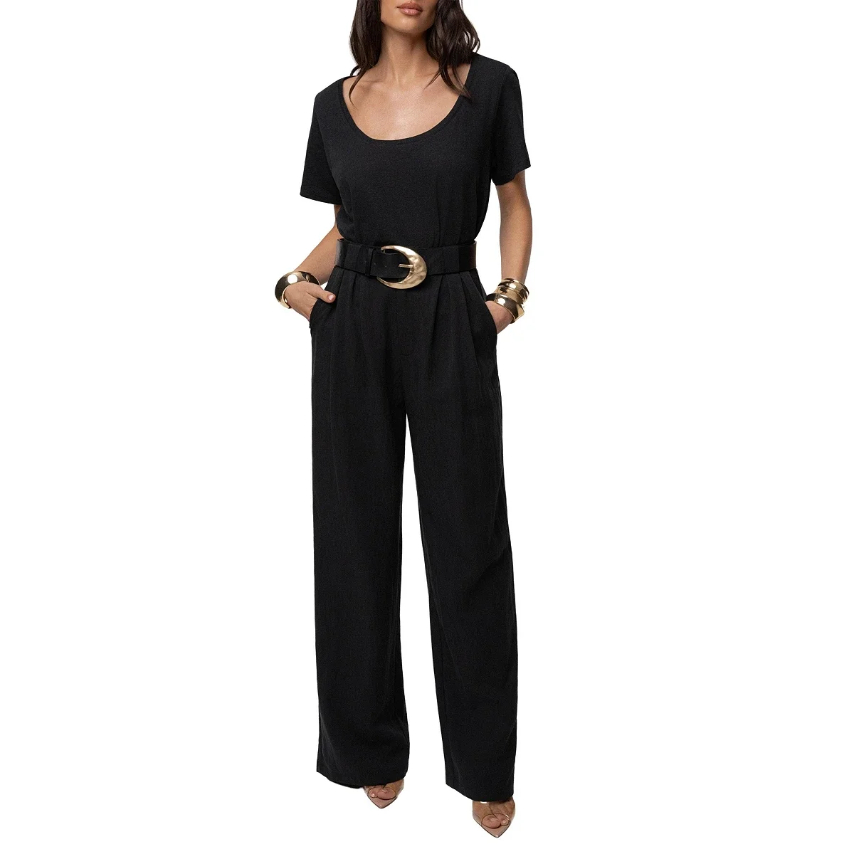 Pantalon de Tiro Alto Wide-Leg con Pliegues - imagen 6