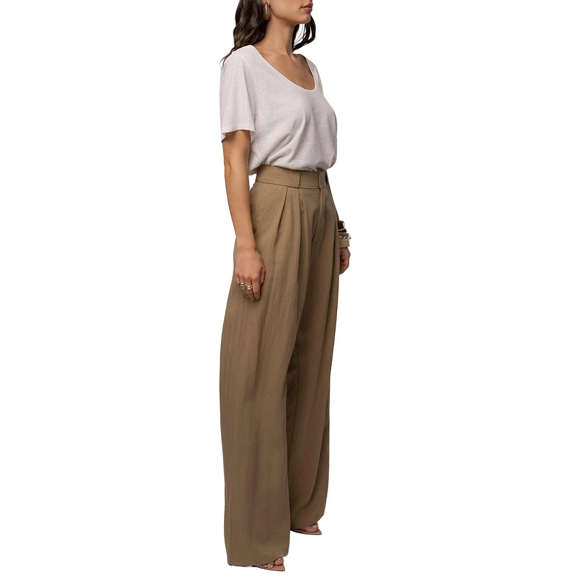 Pantalon de Tiro Alto Wide-Leg con Pliegues - imagen 6