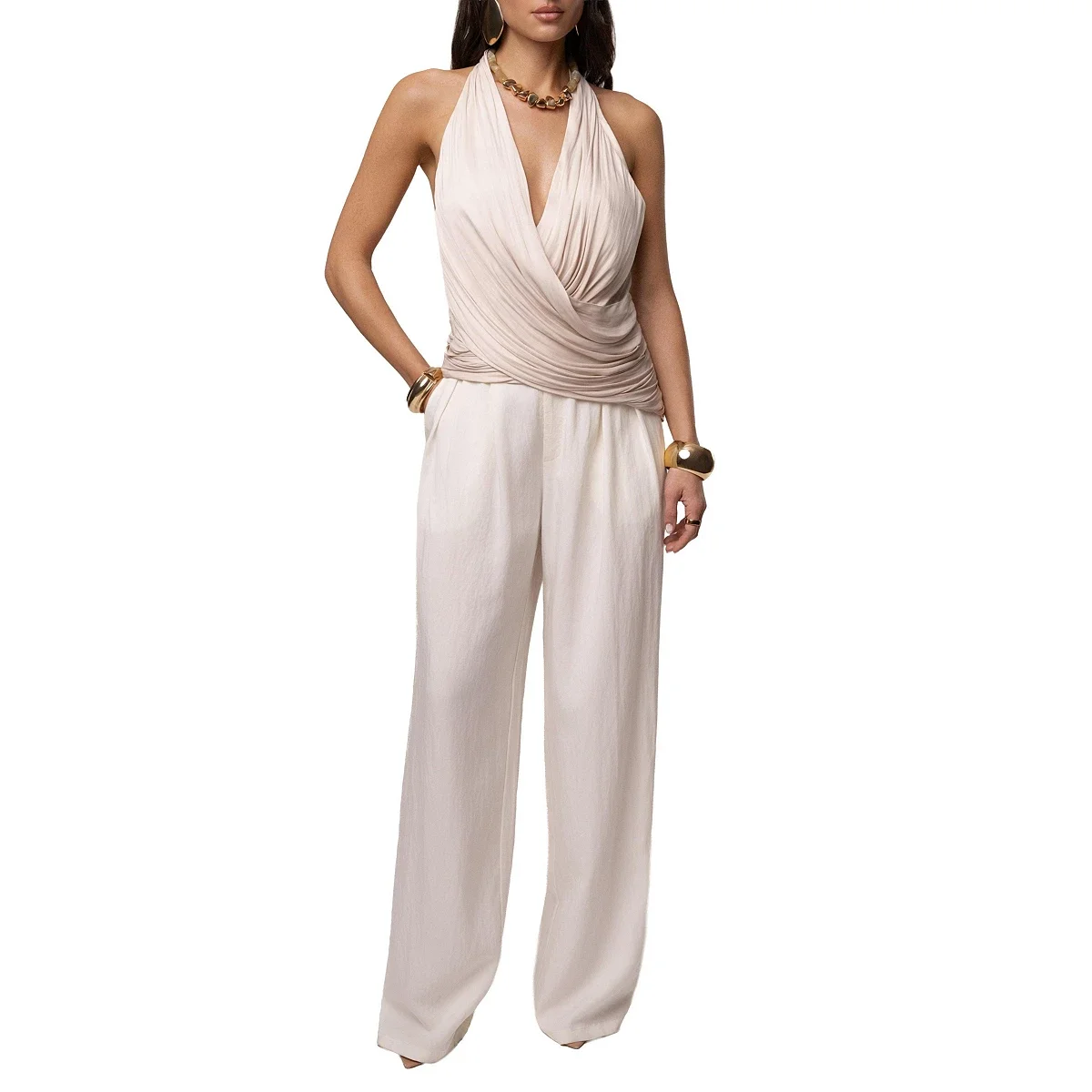 Pantalon de Tiro Alto Wide-Leg con Pliegues - imagen 6