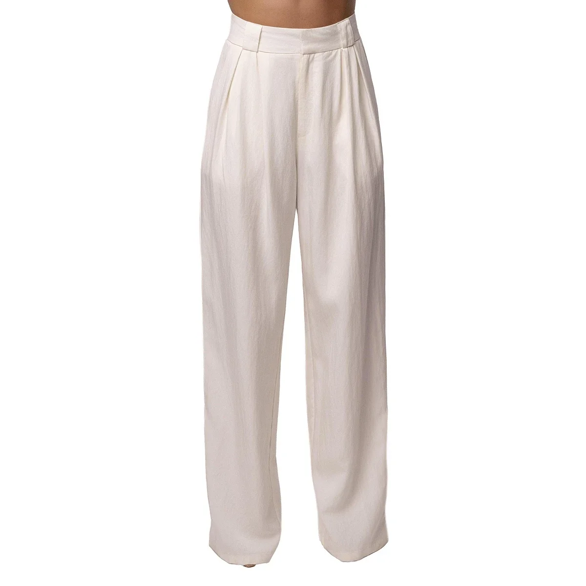 Pantalon de Tiro Alto Wide-Leg con Pliegues